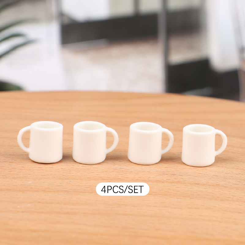 Model Kit Fantasy - 4pcs/Set 1:12 Dollhouse Miniature Cup White