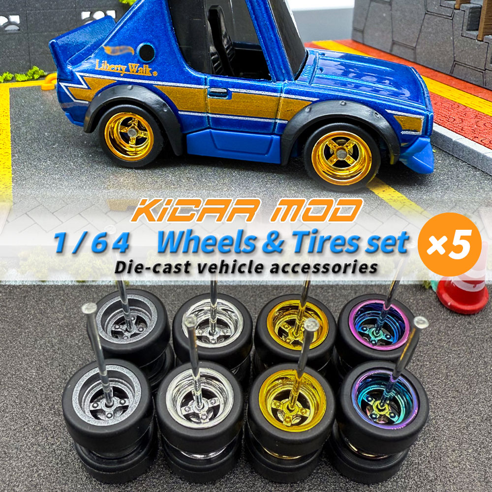 Model Kit Cars - 1/64 Model Detachable Wheels Rubber Slick