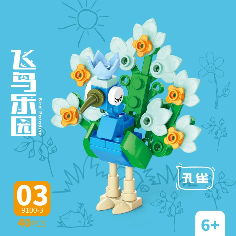 Model Kit For Girls - Bricks Animal Bird Paradise Crow Parrot