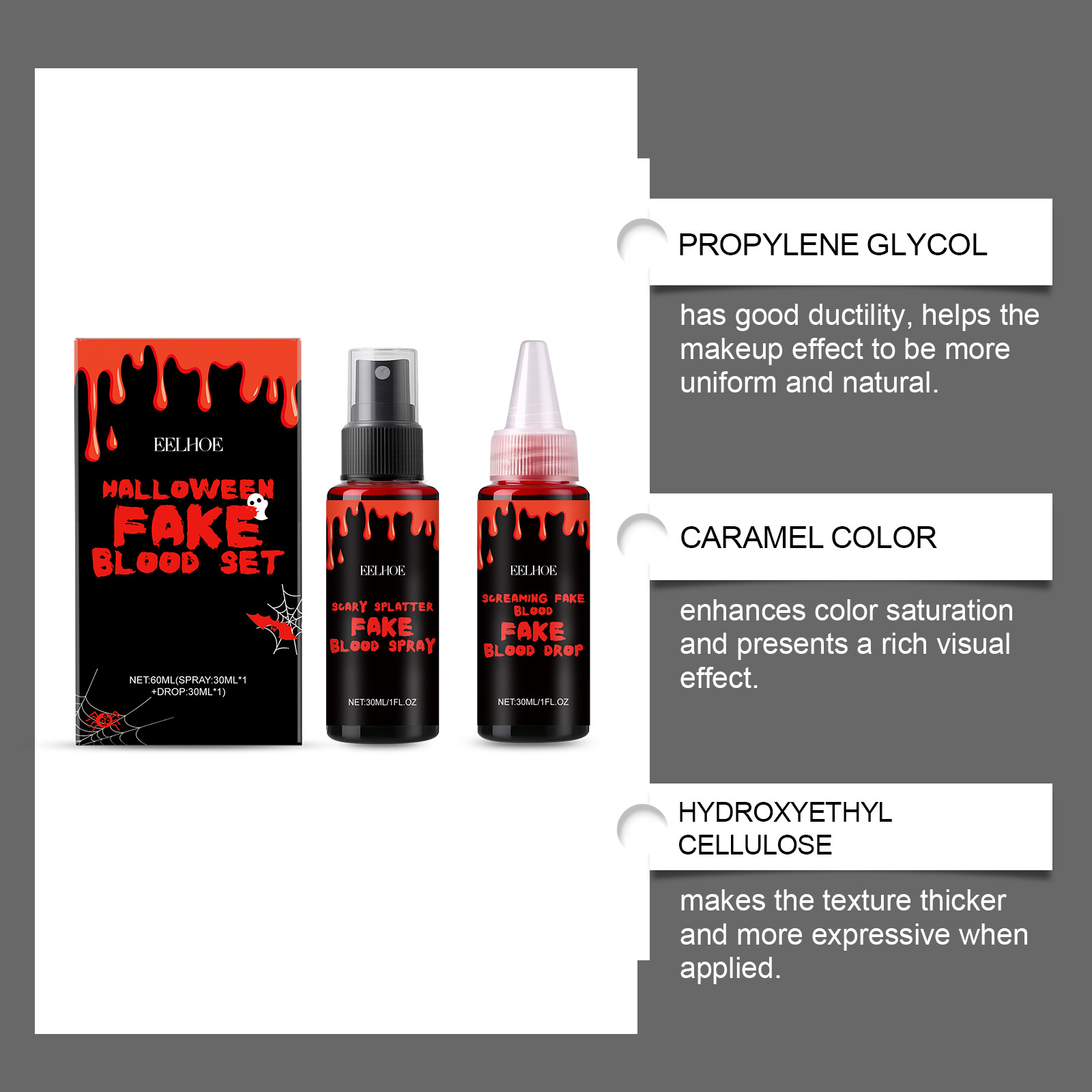 3PCS Halloween Fake Blood Set  - Wash Effect Set recension och pris