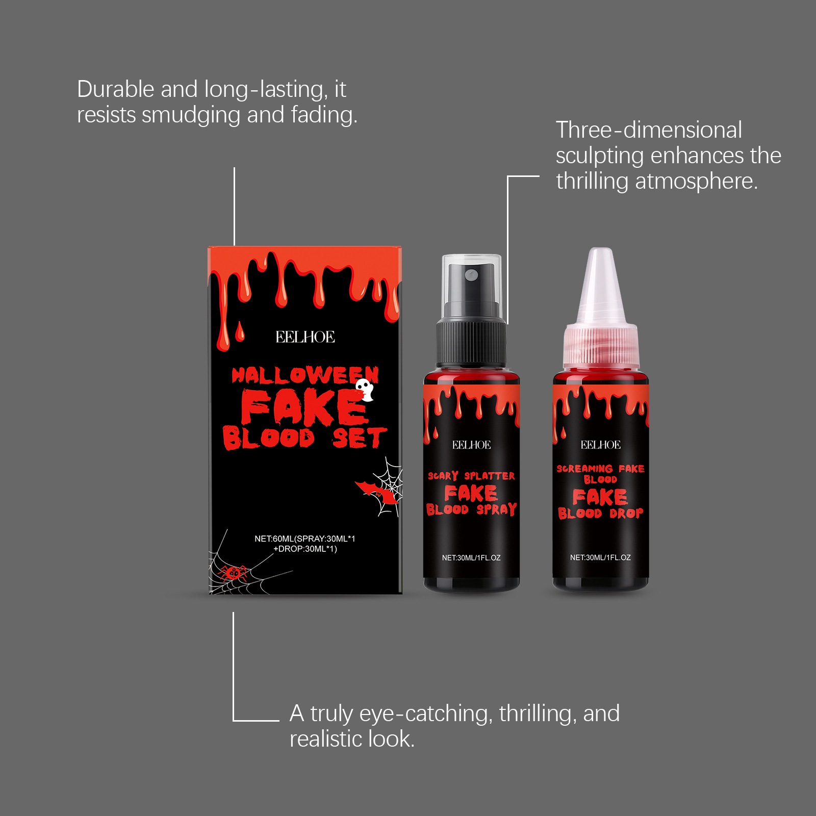 3PCS Halloween Fake Blood Set  - Wash Effect Set recension och pris