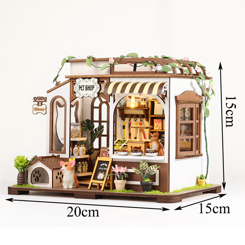 DIY Wooden Pet Shop Cottage Do - Model Kit House recension och pris